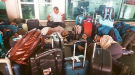 airportchaos3-5col IndiGo hit with flight disruptions, Airline's on-time performance (OTP) data, Ministry of Civil Aviation, new flight time duty limitation (FDTL) norms, Delhi High Court