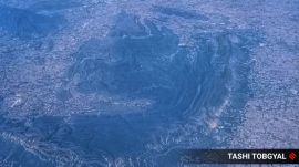 An aerial view of the Aravalli hills surrounded by dense human settlements in Haryana! Express Photo by Tashi Tobgyal