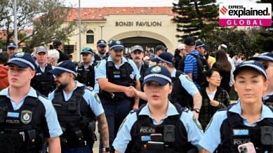 Police officers at the Bondi beach pavilion in Sydney. Reuters