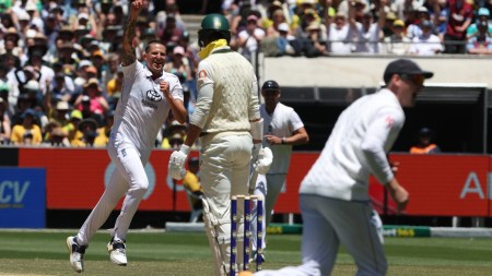 Australia ended up batting for just 34.3 overs on Day 2, being all out for 132 and thus setting England a target of 175 to chase and win their first Test of this year's Ashes (AP Photo)