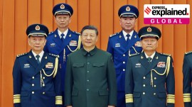 Chinese President Xi Jinping poses with other military officers after promoting to generals in Beijing, China, on Monday, Dec. 22, 2025.
