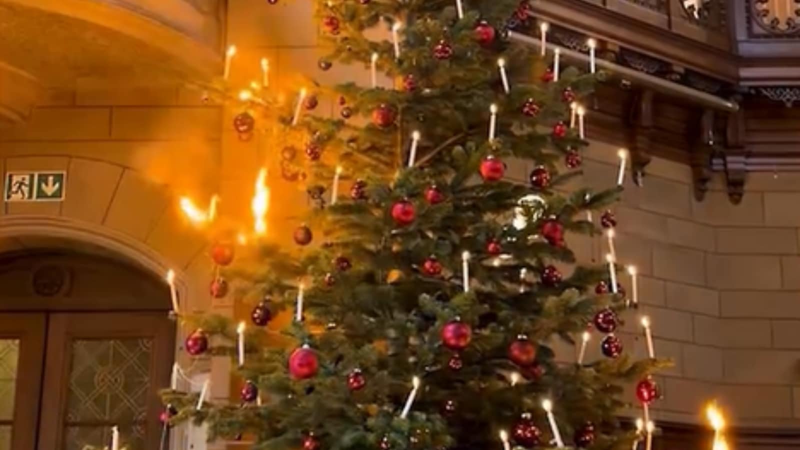 Viral video shows people lighting Christmas tree with real candles in an ode to a historic Swiss tradition