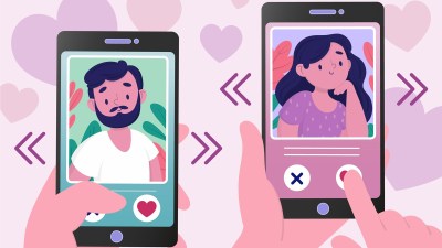 illustration of people using dating app to swipe on each other