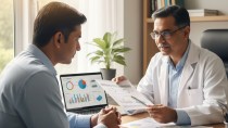 Doctor explaining health test report to a patient