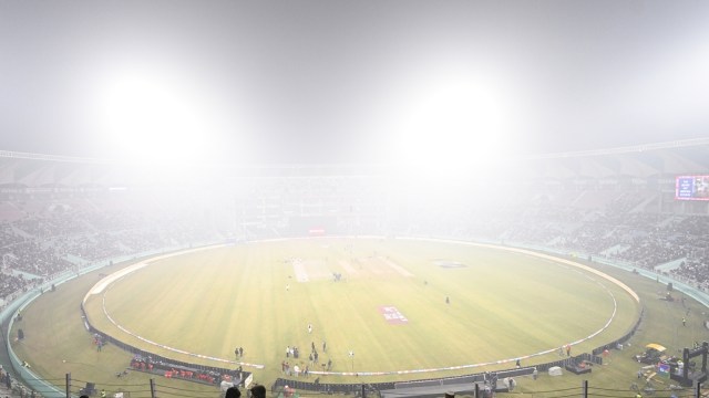 The match was, quite unusually, abandoned due to excessive fog but not before multiple inspections were conducted from 7pm to 9.30pm. (PTI Photo)