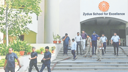 The Ahmedabad city police, along with bomb disposal squads, reached the schools and thoroughly inspected the classrooms, playgrounds on the campus