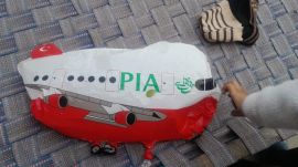 The balloon found on the rooftop of Sachdev Singh's house at Chalet village in Una. Express