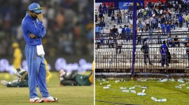 IND vs SA: In an India vs South Africa T20I meeting in 2015 at the Barabati Stadium in Cuttack, play was halted twice when fans hurled bottles into the ground, (AP/File)