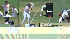 The Jamie Smith incident where the Snicko gave him a lifeline, much to the anger of Australia. (Screengrab via Fox Sports Australia)