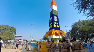 Police force deployed around 'Jaystambh' in Perne village on the Pune – Ahilyanagar highway where lakhs of Ambedkarites are expected to visit on January 1, 2026, to mark the 208th anniversary of the Battle of Koregaon Bhima