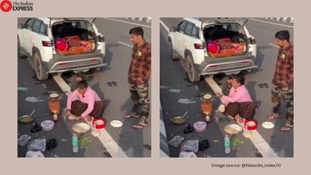 Couple cooks meal on highway