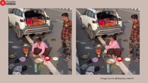 Couple cooks meal on highway