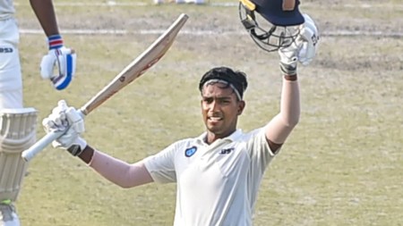 Kushagra drove the innings forward after Kishan’s dismissal, showcasing exceptional off-side play. (PTI Photo)