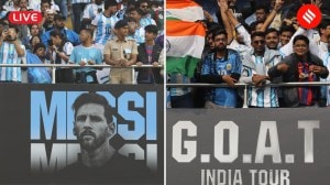 Lionel Messi India GOAT Tour Live Updates: The Argentina football legend is set to arrive at the Salt Lake Stadium in Kolkata today. (Express Photo by Partha Paul)