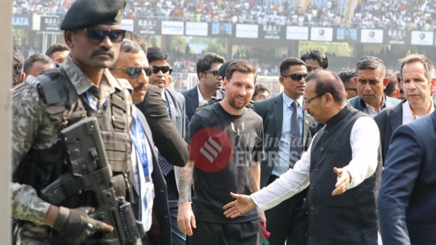 Lionel Messi's highly-anticipated arrival at the Salt Lake Stadium ended fleetingly, triggering a trail of chaos. (Express Photo by Partha Paul)