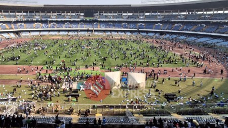 Lionel Messi's GOAT Tour began on a chaotic note at the Salt Lake Stadium in Kolkata on Saturday. (Express Photo by Partha Paul)