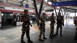 delhi security forces at metro station