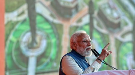 Lucknow, Dec 25 (ANI): Prime Minister Narendra Modi speaks during a public meeting at the inauguration of Rashtra Prerna Sthal, in Lucknow on Thursday. (DPR PMO/ANI Photo)