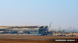 The Navi Mumbai Airport on Monday. (Express Photo by Narendra Vaskar)