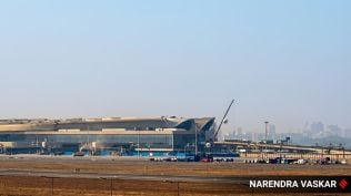 The Navi Mumbai Airport on Monday. (Express Photo by Narendra Vaskar)