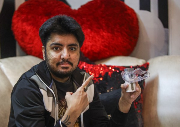 Asthma Patient Chandan at his house, in New Delhi on Friday. EXPRESS PHOTO BY PRAVEEN KHANNA