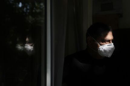 Sandeep Vij, at his residence in Sainik Farms, who is struggling with breathing problems due to pollution, at New Delhi on Thursday, December 12, 2025. Express photo by Abhinav Saha