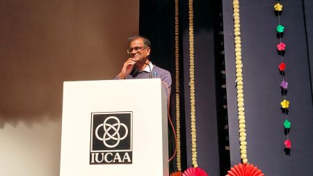 Professor Mahesh Rangarajan speaking at IUCAA 37th foundation day. Photo by Soham Shah