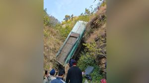 The bus fell into a gorge 200 metres below the road at a bend.
