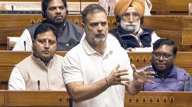 LoP Rahul Gandhi speaks in Lok Sabha during the winter session of the Parliament