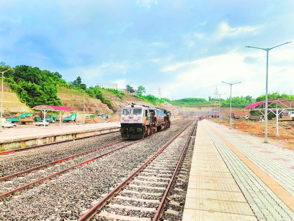 An inspection car sets off from Sairang station to Bairabi in Mizoram. Text and photo by Dheeraj Mishra *** Local Caption *** Big Picture: An inspection car sets off from Sairang station to Bairabi in Mizoram. Photo: Dheeraj Mishra
