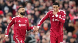 Salah was heavily involved from the moment he stepped on the pitch and got an assist in the 60th minute when his pinpoint corner to the back post found Ekitike who headed home Liverpool's first league goal from a corner this season. (AP Photo)