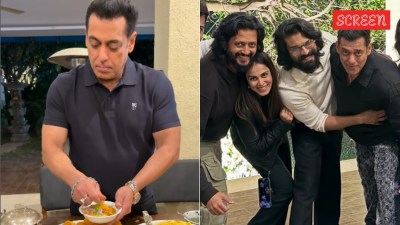 Salman Khan poses with Ram Charan on 60th birthday bash, makes bhelpuri