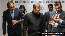 Reserve Bank of India (RBI) Governor Sanjay Malhotra (centre) and other Deputy Governors such as Shirish Chandra Murmu, Poonam Gupta, T Rabi Sankar and Swaminathan J attend a press conference after a monetary policy review in Mumbai on 05 December 2025. Express photo by Sankhadeep Banerjee, 05.12.2025