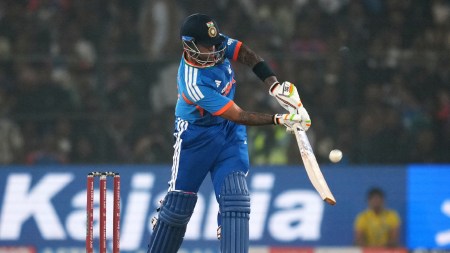 India's captain Suryakumar Yadav plays a shot during the first T20 International cricket match between India and South Africa in Cuttack, India, Tuesday, Dec. 9, 2025. (AP Photo/Rafiq Maqbool)