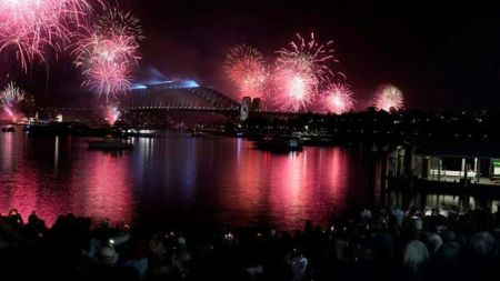 Fireworks burst over the Sydney Harbour Bridge during New Year's celebrations in Sydney (AP Photo)