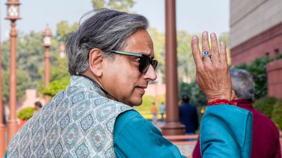 New Delhi: Congress MP Shashi Tharoor during the Winter session of Parliament, in New Delhi, Tuesday, Dec. 16, 2025. (PTI Photo/Salman Ali)(PTI12_16_2025_000133A)
