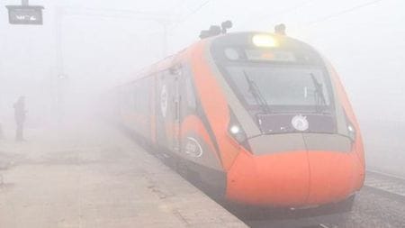 Vande Bharat Express train running late due to dense fog in North India (PTI Photo)