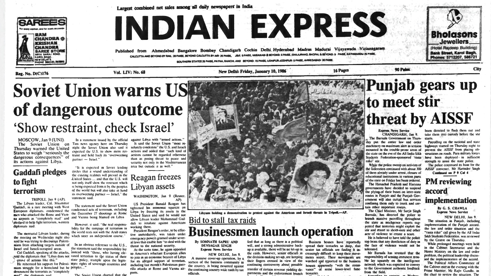 40 years ago, January 10, 1986: USSR warns US on Libya