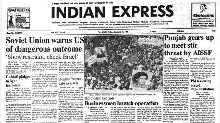 USSR warns US on Libya, Gaddafi’s pledge, India-Pakistan trade deal, Punjab stir, 40 Years Ago, editorial, Indian express, opinion news, current affairs