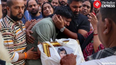 Relatives and neighbours gathered outside the family’s 18th-floor flat in a Century Mill MHADA building in Worli,