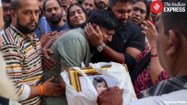 Relatives and neighbours gathered outside the family’s 18th-floor flat in a Century Mill MHADA building in Worli,