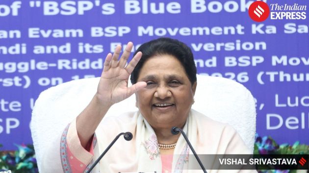 The incident occurred during the final moments of the press conference held at the BSP headquarters in Lucknow