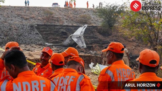 Emergency response teams arrived at the site near Baramati airport as the wreckage smouldered, and rescue operations were carried out