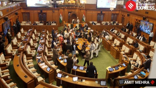 BJP legislators repeatedly trooped into the well of the House, disrupting proceedings and demanding an apology from Atishi