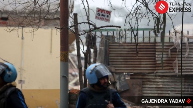 Injured policemen were taken to a hospital for treatment