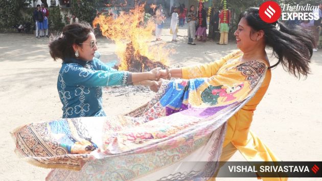 Students gathered in groups and danced freely as Punjabi folk music played during the Lohri celebration