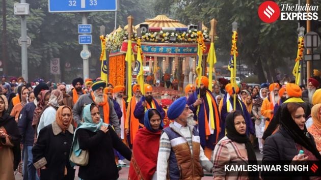 Chandigarh Mayor Harpreet Kaur Babla participates in the welcoming ceremony of the Nagar Kirtan