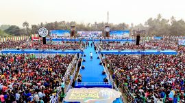 TMC leader Abhishek Banerjee speaks as he launches the month-long 'Abar Jitbe Bangla' campaign. (ANI Photo)