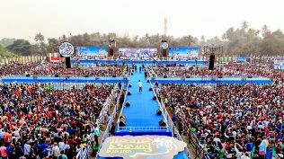 TMC leader Abhishek Banerjee speaks as he launches the month-long 'Abar Jitbe Bangla' campaign. (ANI Photo)