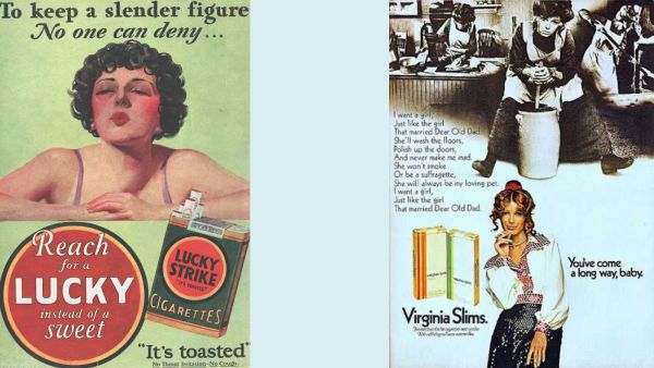 Cigarette ads targeting women. (Source: Public Domain; Note: smoking is injurious to health)